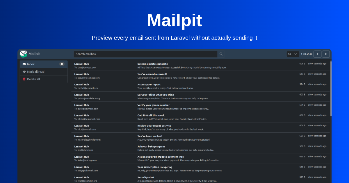 Mailpit: Simple Local Email Testing for Laravel