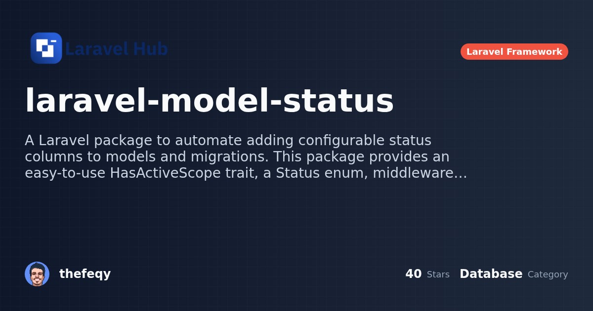 LaravelHub - laravel-model-status